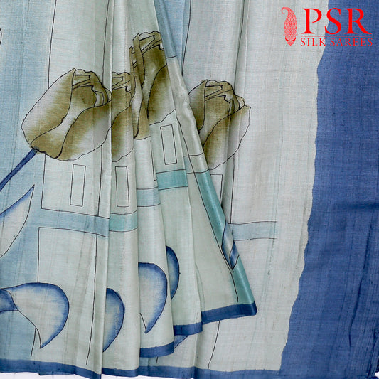 Light Blue Kadhi Tussar Silk Saree