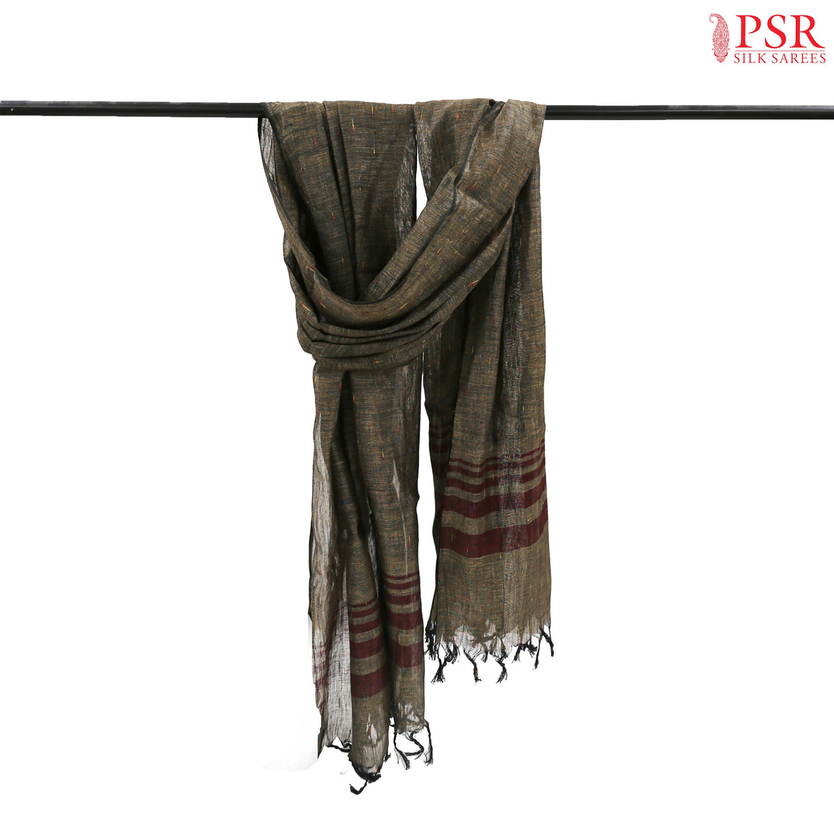 Dark Olive Grey Linen Shawl