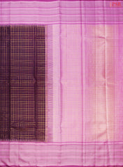 Aubergine Purple Kanchipuram Silk Saree with Lilac Pink zari chit pallu & temple border.