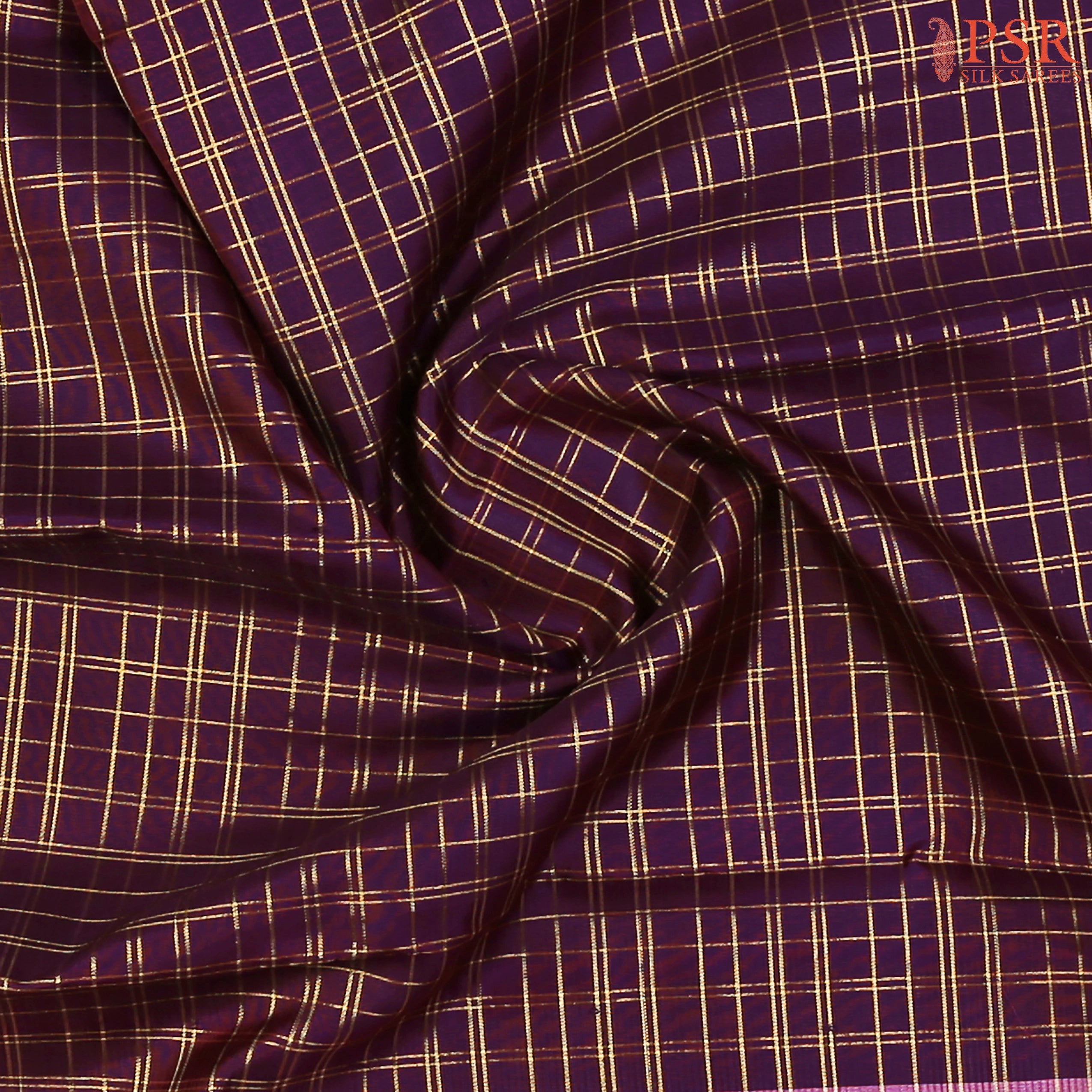Aubergine Purple Kanchipuram Silk Saree with Lilac Pink zari chit pallu & temple border