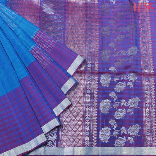 Elevate your elegance with the beautiful Azure Blue Soft Silk Saree from PSR Silks. 