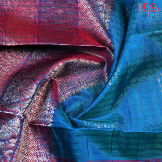 Elevate your elegance with the beautiful Azure Blue Soft Silk Saree from PSR Silks. 