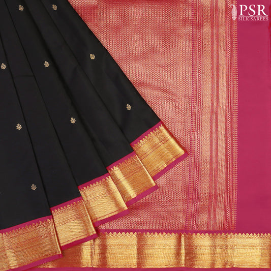 PSR Silks presents a &nbsp;Boysenberry Purple colored Fancy Kanchipuram Silk saree with combination of Cerise color.