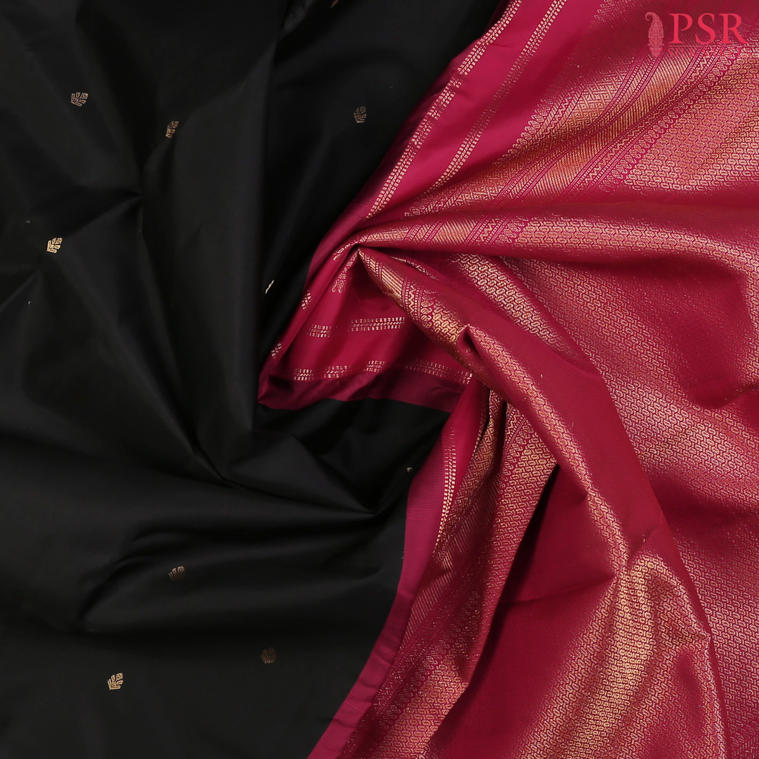 PSR Silks presents a &nbsp;Boysenberry Purple colored Fancy Kanchipuram Silk saree with combination of Cerise color.