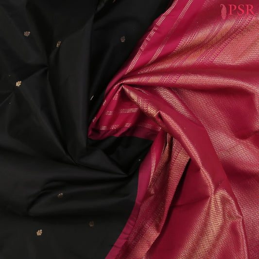 PSR Silks presents a &nbsp;Boysenberry Purple colored Fancy Kanchipuram Silk saree with combination of Cerise color.