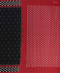 Rich Red pallu with intricate Ikkat designs.