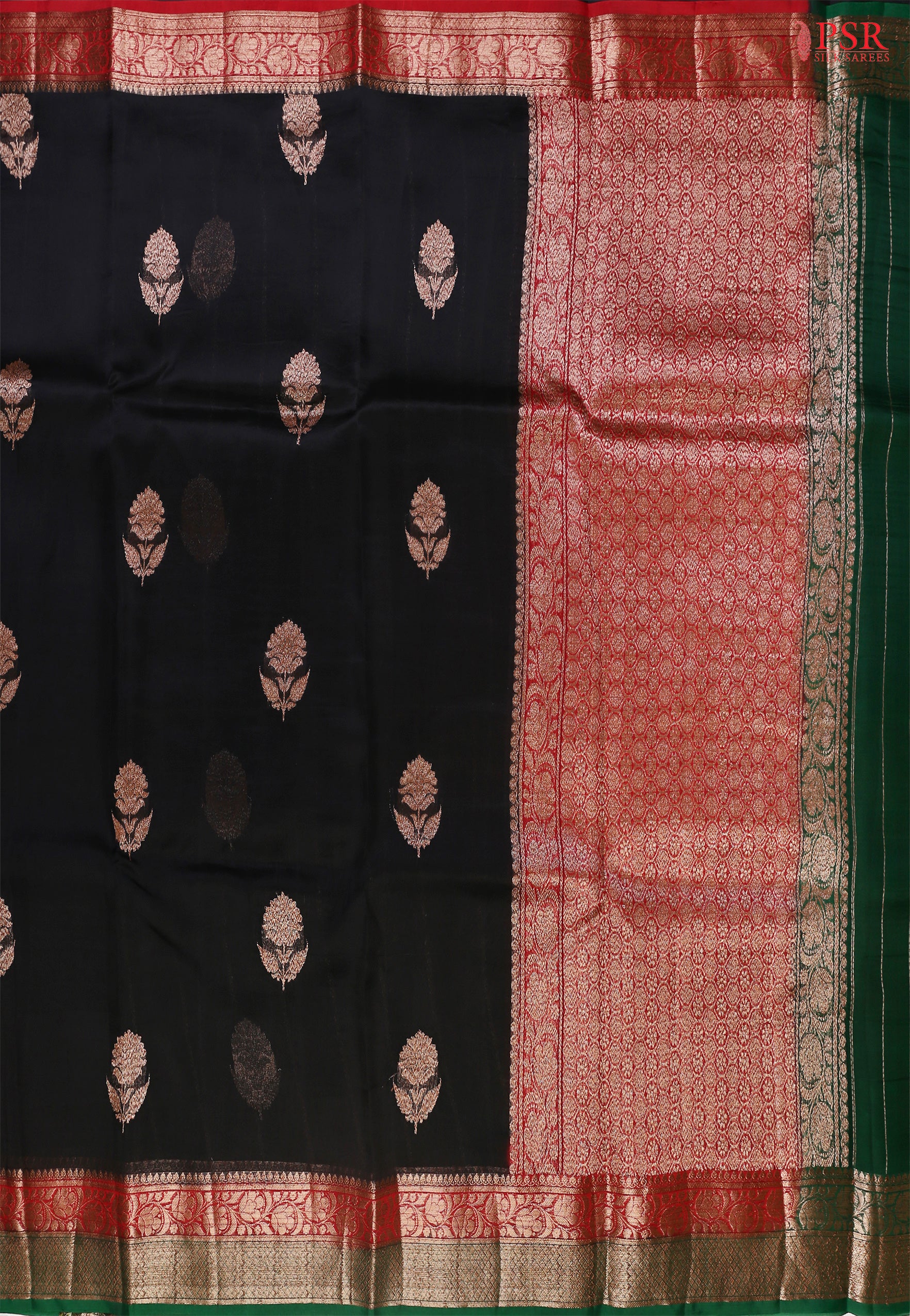 Wrap yourself in timeless sophistication with our exquisite Black Kora Banaras Silk Saree. 