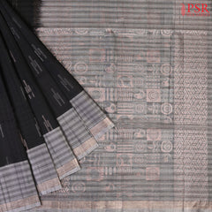 PSR Silks presents an elegant Black Soft Silk Saree, paired beautifully with a refined Grey combination