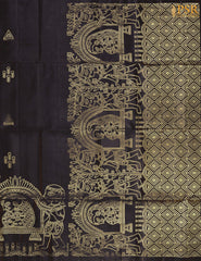 Drape yourself in tradition with our Black Soft Silk Saree, exquisitely woven with golden&nbsp; zari motifs that exude timeless charm