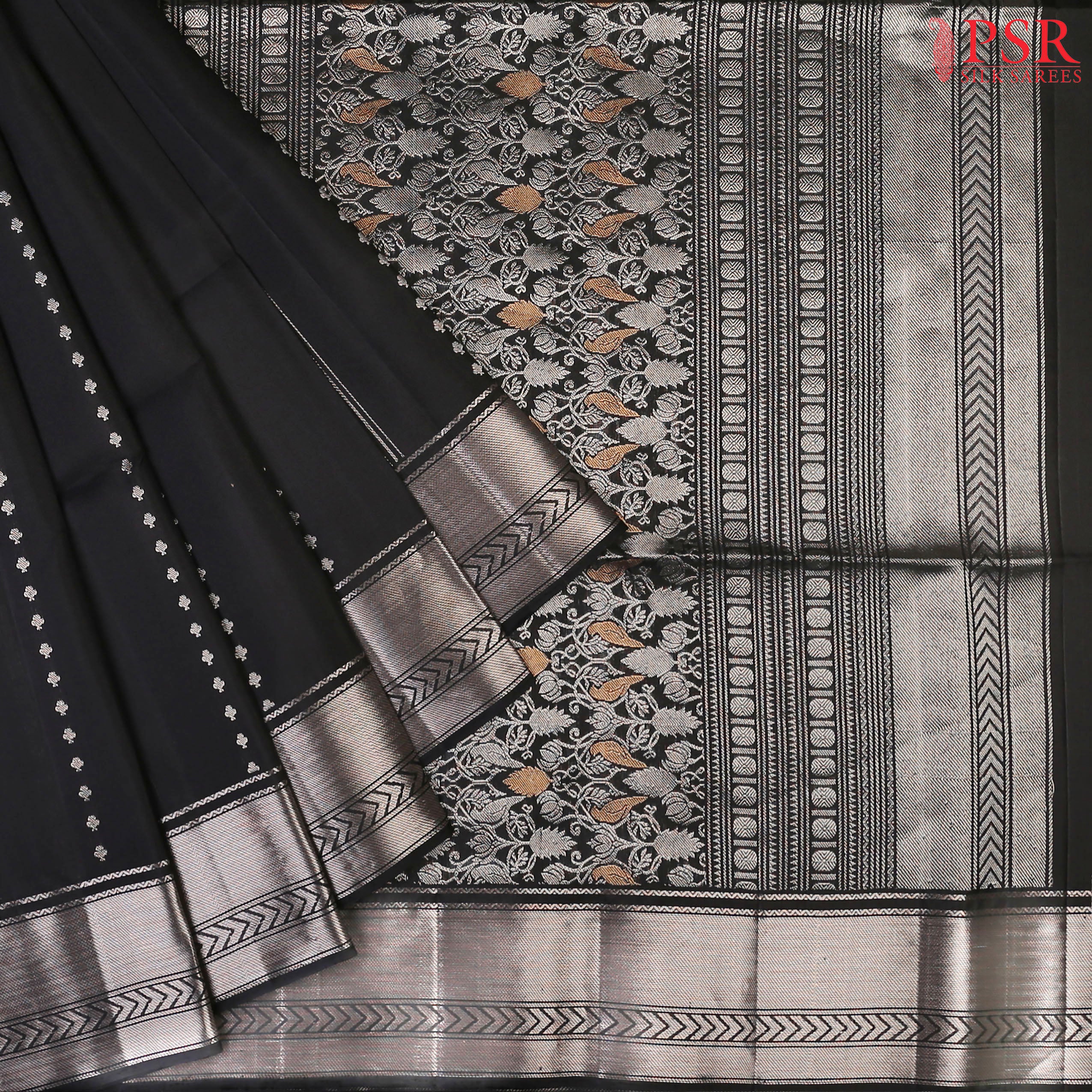 Embrace the charm of classic beauty with our Black Soft Silk Saree, a masterpiece designed to make a statement at every occasion.