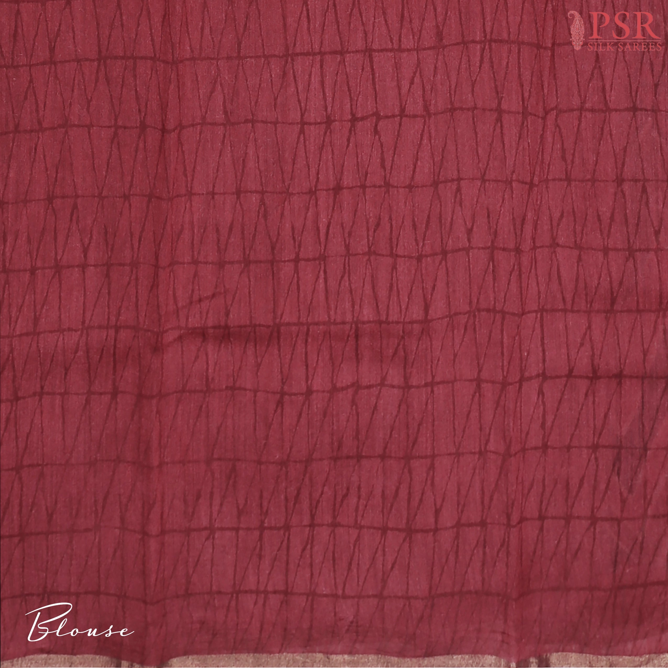 Brown Kadhi Tussar Silk Saree with Black & Cerise Maroon hues, featuring a tri-colored chevron pattern, zari-striped pallu, and a matching printed blouse.