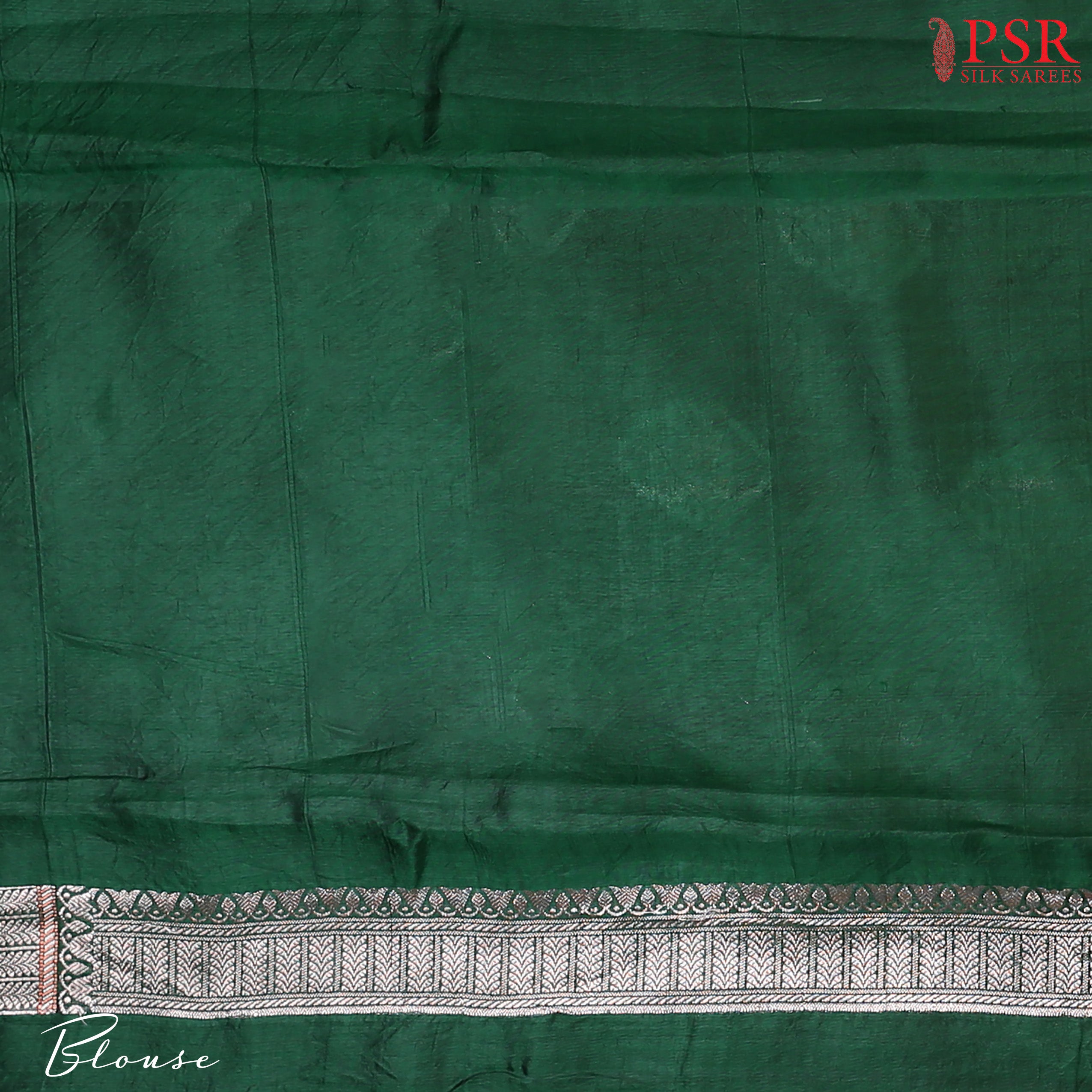 Drape yourself in the opulence of our Carmine Red Chiniya Silk Saree, beautifully paired with a Dark Green contrast.