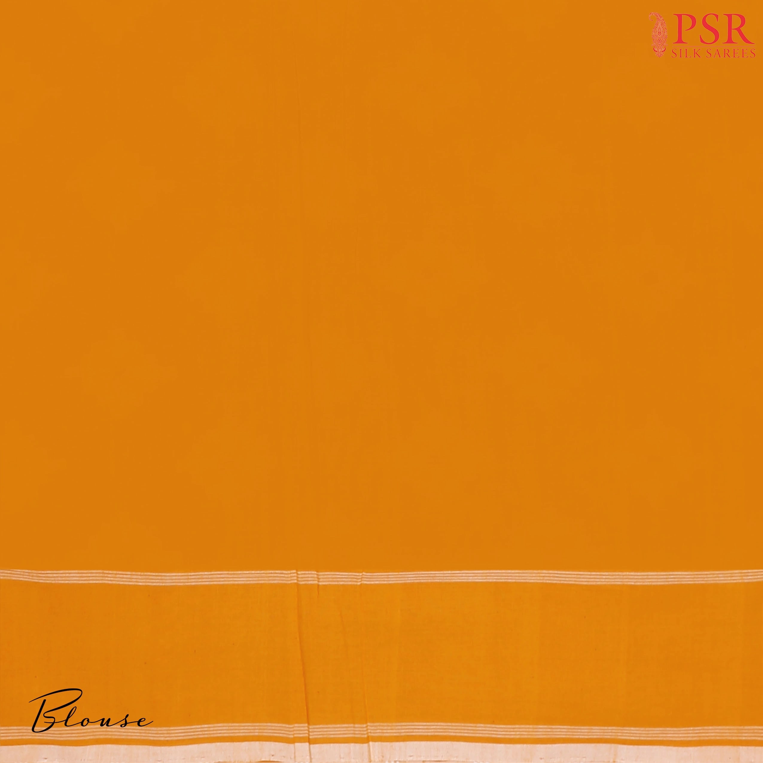 Plain Marigold Yellow blouse, complementing the saree’s vibrant contrast.