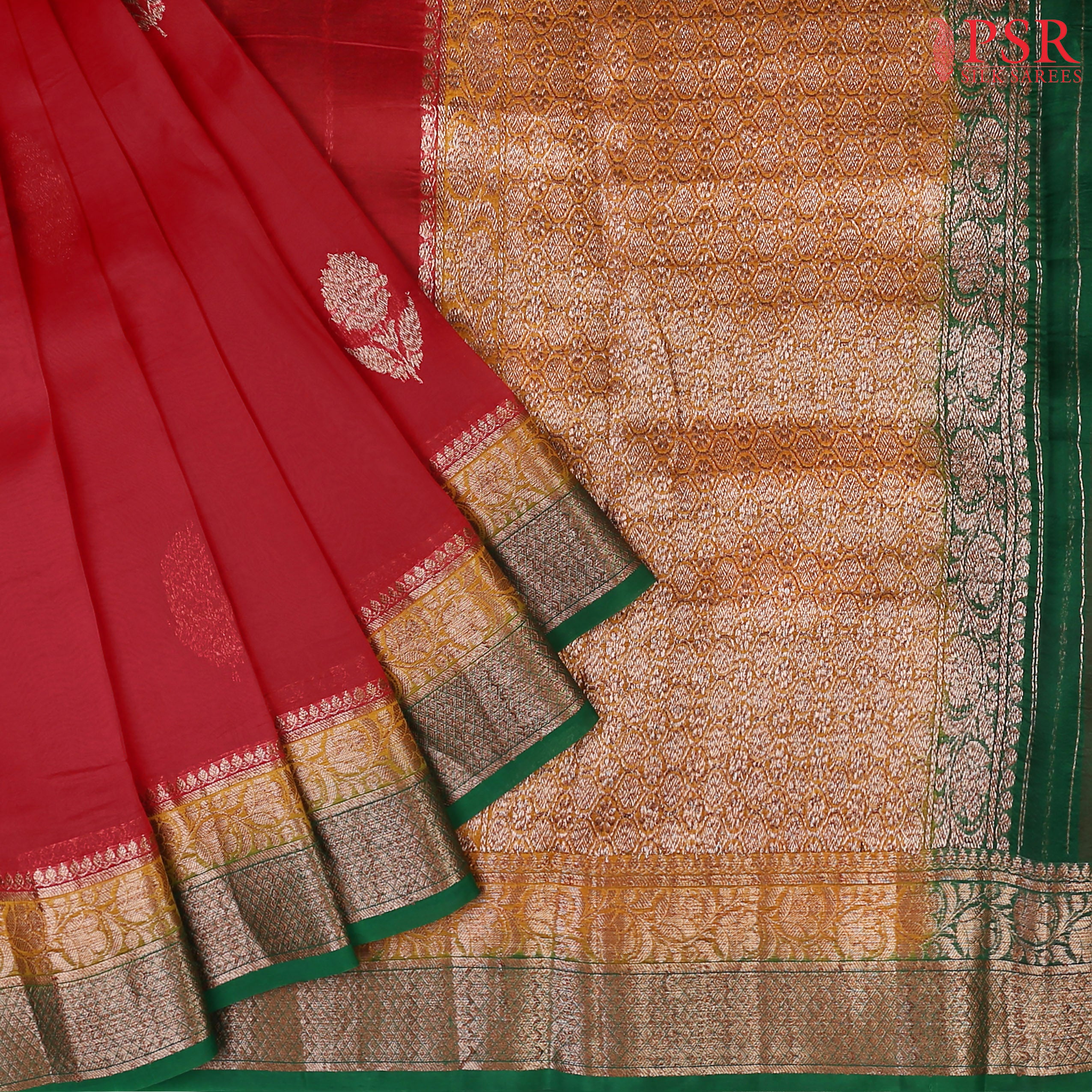 Elevate Your Elegance with PSR Silks' Stunning Kora Banaras Silk Saree