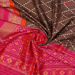 Transform Your Elegance with PSR Silks' Exquisite Cedar Brown Pochampally Ikat Silk Saree
