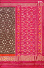Transform Your Elegance with PSR Silks' Exquisite Cedar Brown Pochampally Ikat Silk Saree