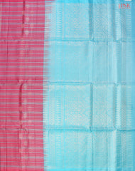 PSR Silk Sarees presents a Cerise&nbsp;Soft Silk Saree, beautifully complemented with an Light Blue combination. 