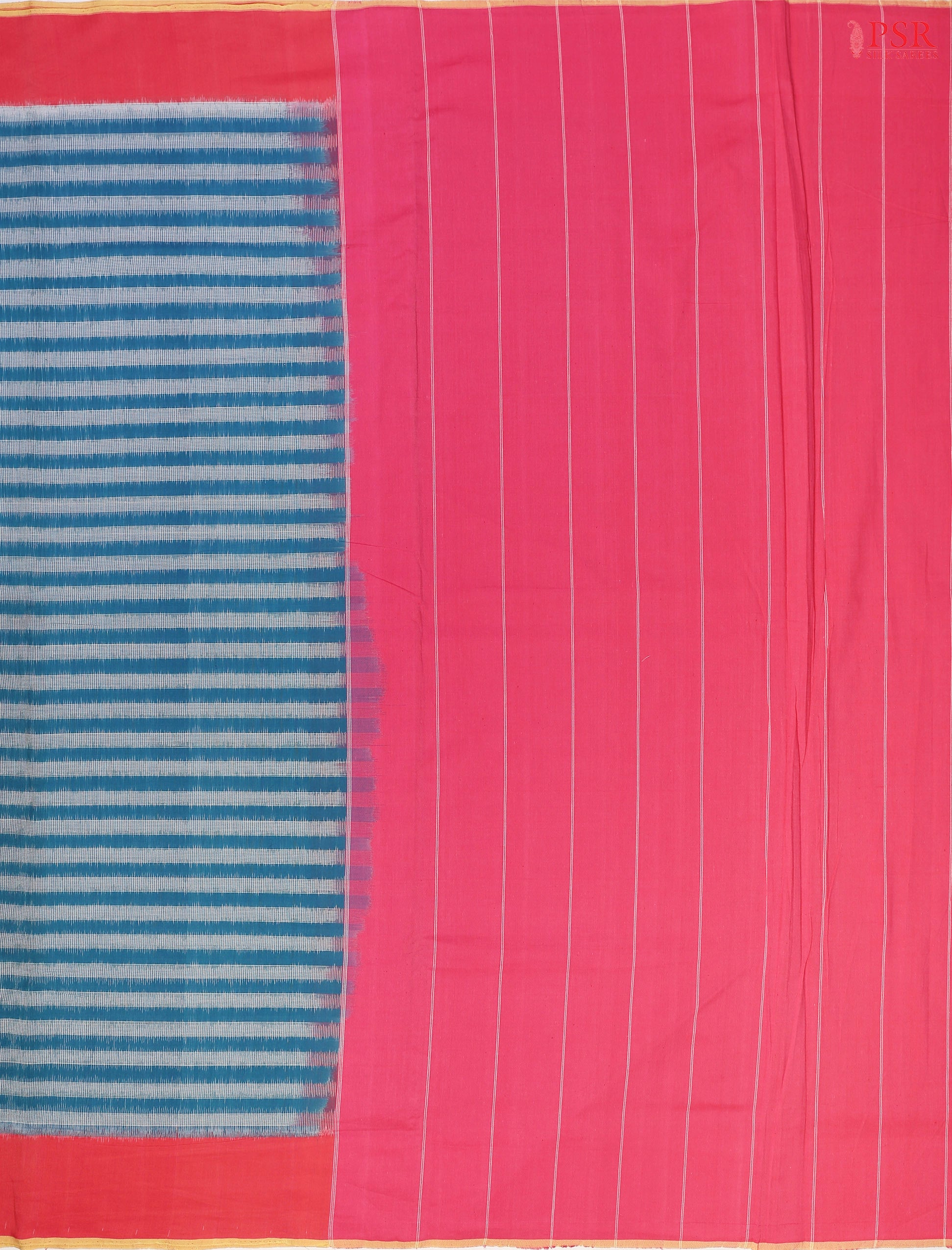 Pink-colored pallu with intricate striped designs