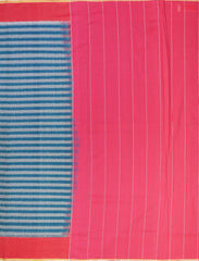 Pink-colored pallu with intricate striped designs