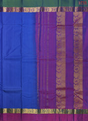 PSR Silks presents a Cobalt Blue colored Arani Silk saree with combination of Puple color.&nbsp;