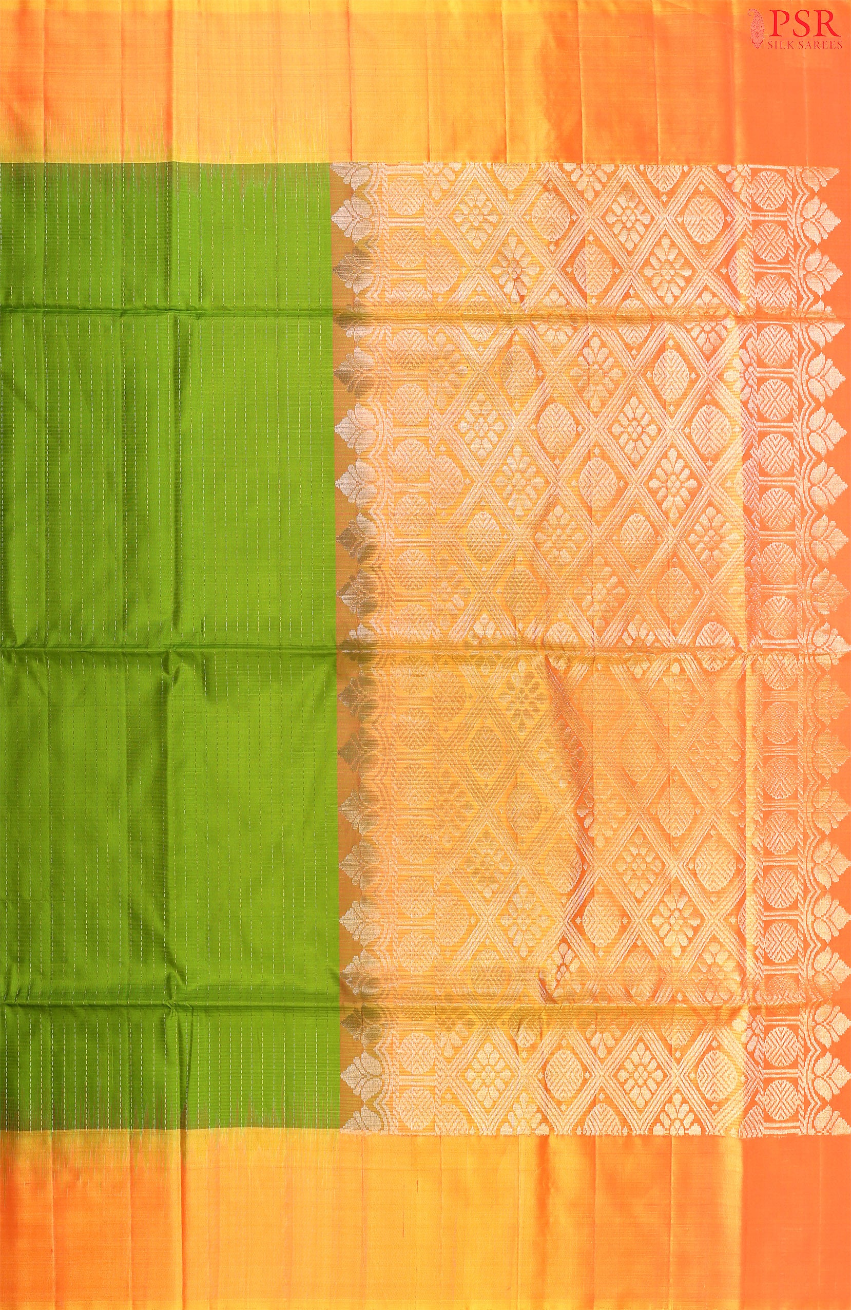 Celebrate Elegance with PSR Silks’ Corn Green Soft Silk Saree!