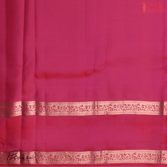 PSR Silks presents a Corn Yellow Fancy Kanchipuram Silk Saree, elegantly paired with a striking Magenta Pink combination. A timeless blend of tradition and grace
