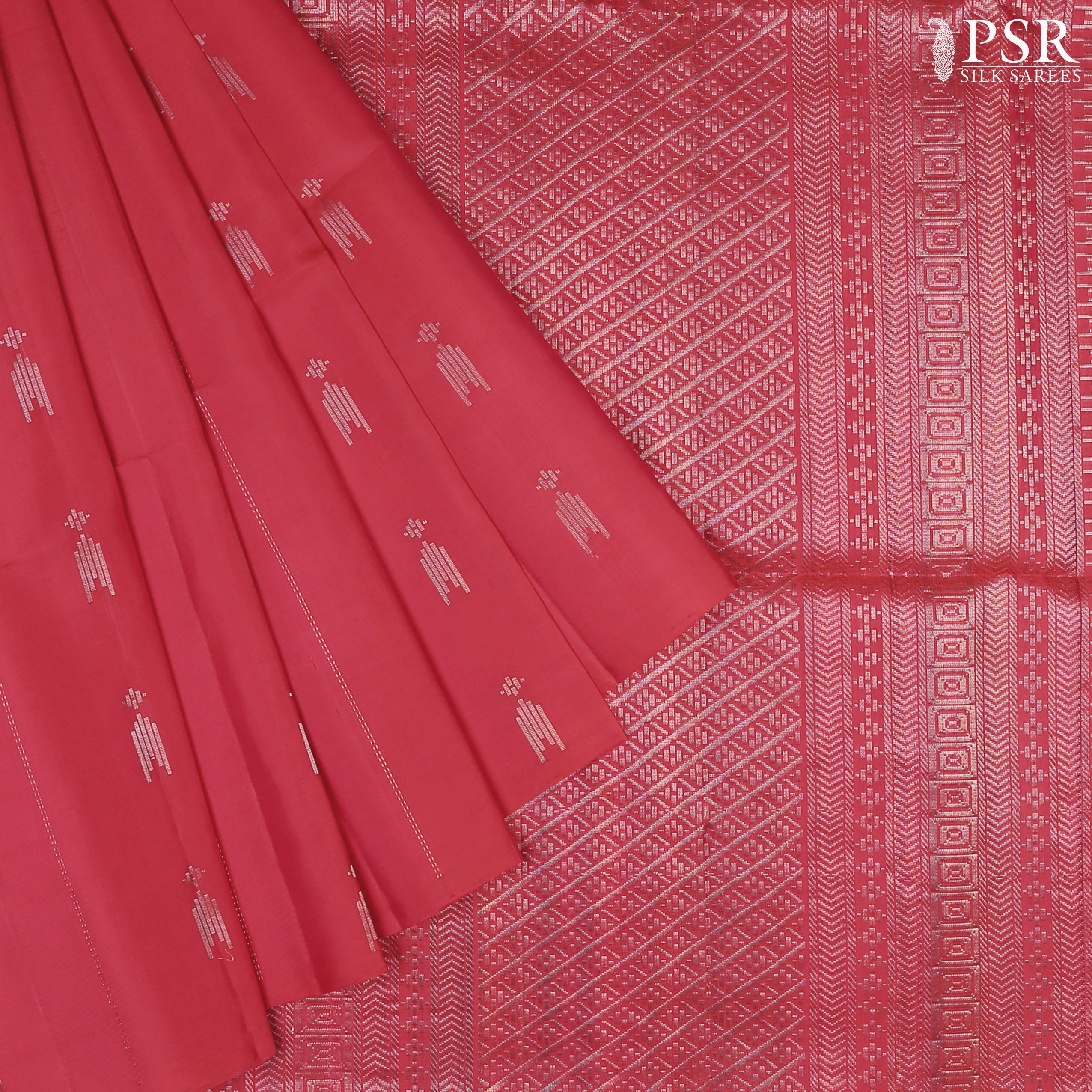 PSR Silk Sarees presents a Crimson Red Soft Silk Saree, a timeless masterpiece