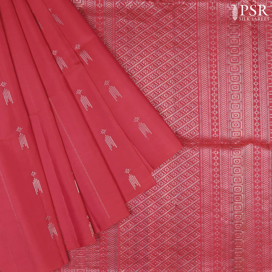 PSR Silk Sarees presents a Crimson Red Soft Silk Saree, a timeless masterpiece