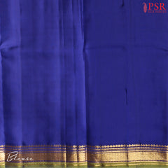 Dark Blue Arani Silk Saree Zari Plain Blouse