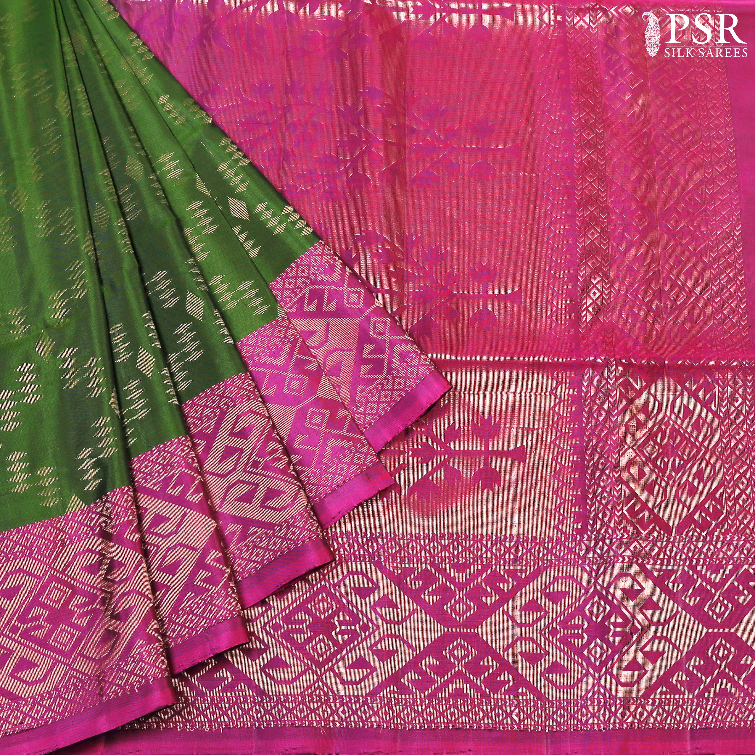 Elevate your style with the exquisite Dark Green Soft Silk Saree from PSR Silks. 
