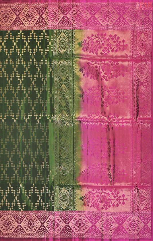 Elevate your style with the exquisite Dark Green Soft Silk Saree from PSR Silks. 