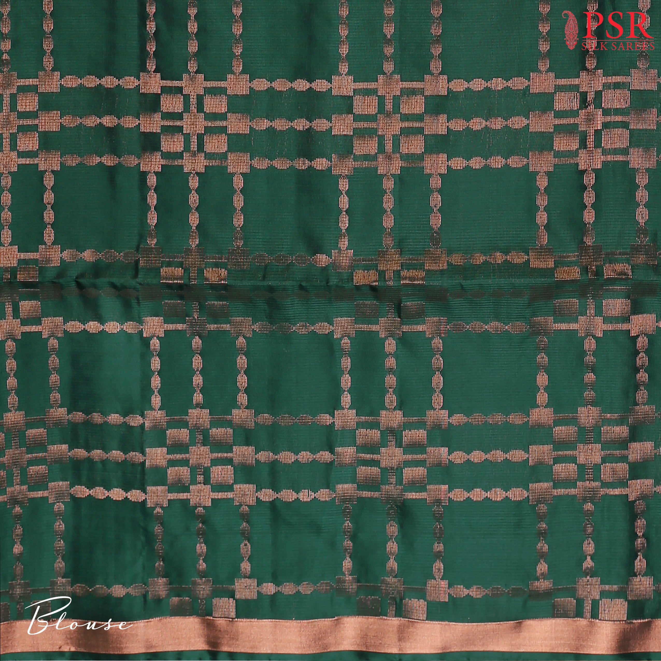 Indulge in timeless elegance with our Dark Green&nbsp;Soft Silk Saree, crafted to perfection with&nbsp;impressive copper zari jacquard stripes patterm.