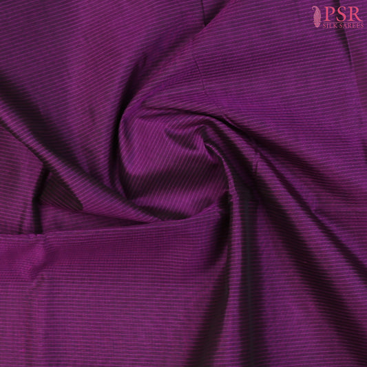 Dark Orchid Purple Cotton Silk Saree with striped weave pattern, Taupe Grey zari chit pallu, zari border, and plain blouse. A perfect pick for subtle elegance.