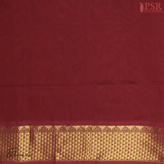 Dark Peacock Blue Cotton Silk Saree with a Maroon zari chit pallu, zari border, and plain Maroon blouse. A timeless and elegant traditional wear.