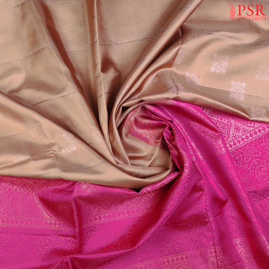 "Unveil the Grace of Tradition with PSR Silks' Desert Tan Soft Silk Saree!"