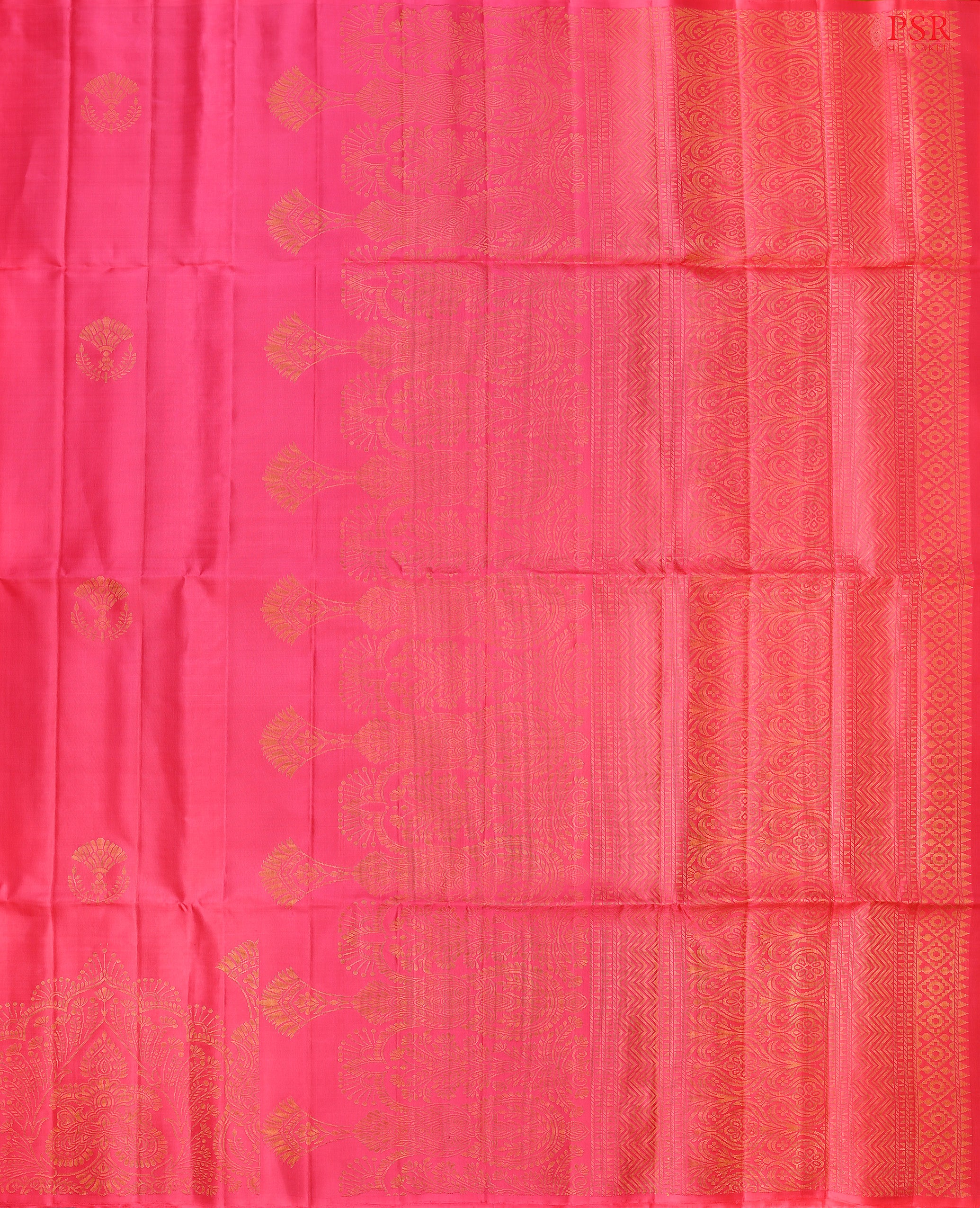 Step into the spotlight with our Electric Pink Soft Silk Saree, beautifully paired with a Dark Olive Yellow combination. 