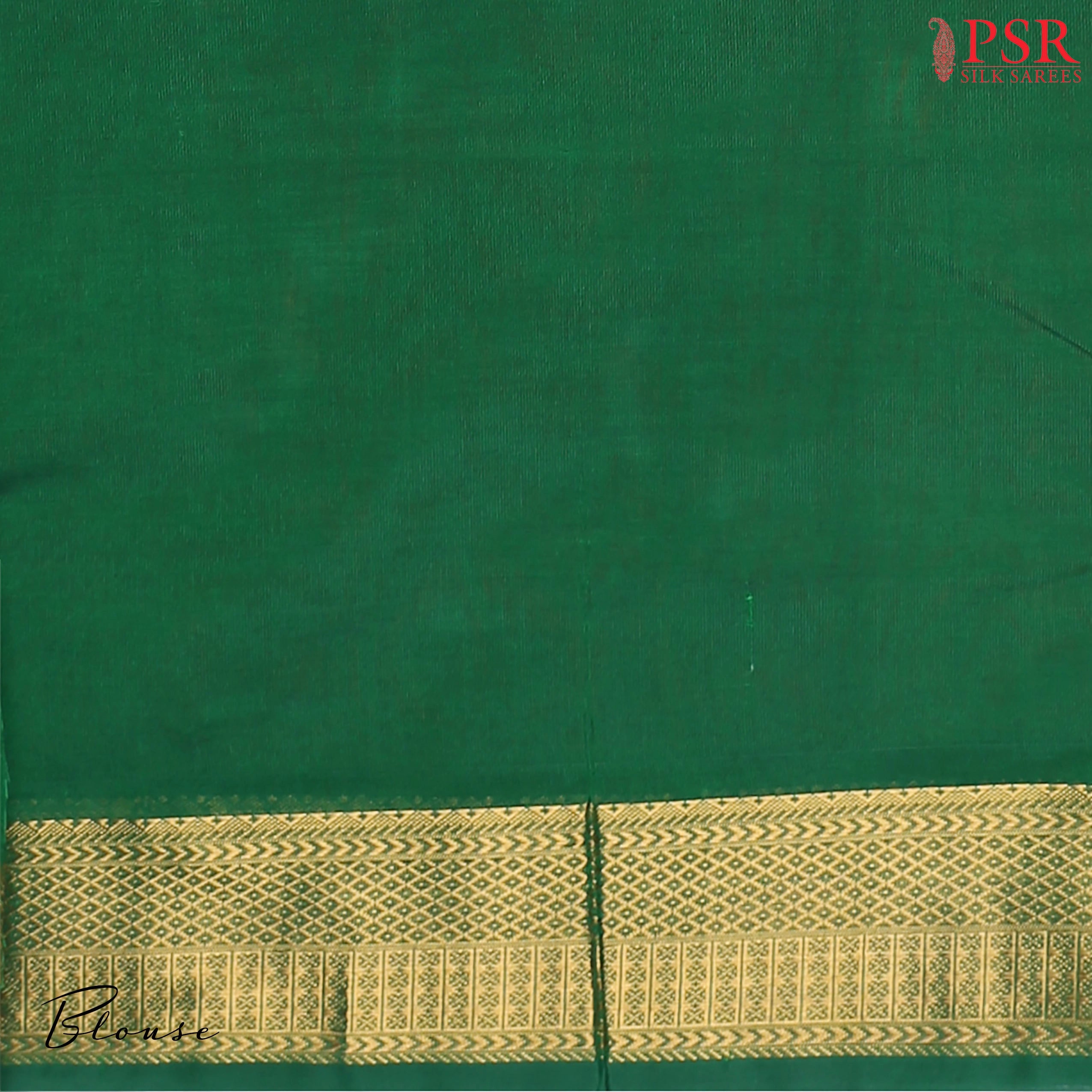 Fire Yellow Cotton Silk Saree with Dark Spring Green zari chit pallu, zari border, and a plain Dark Spring Green blouse. A perfect blend of tradition and grace.