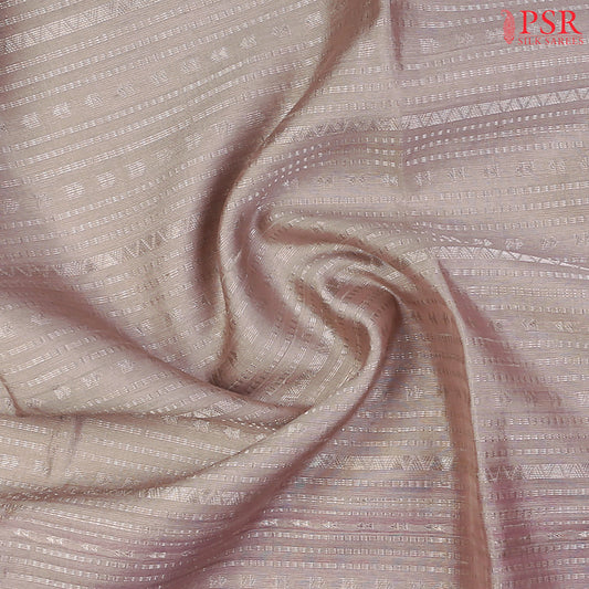 Grey Jute Soft Silk Saree with silver zari jacquard stripes, rich Purple pallu, and matching plain blouse