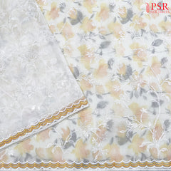 Organza Embroidery - Floral White
