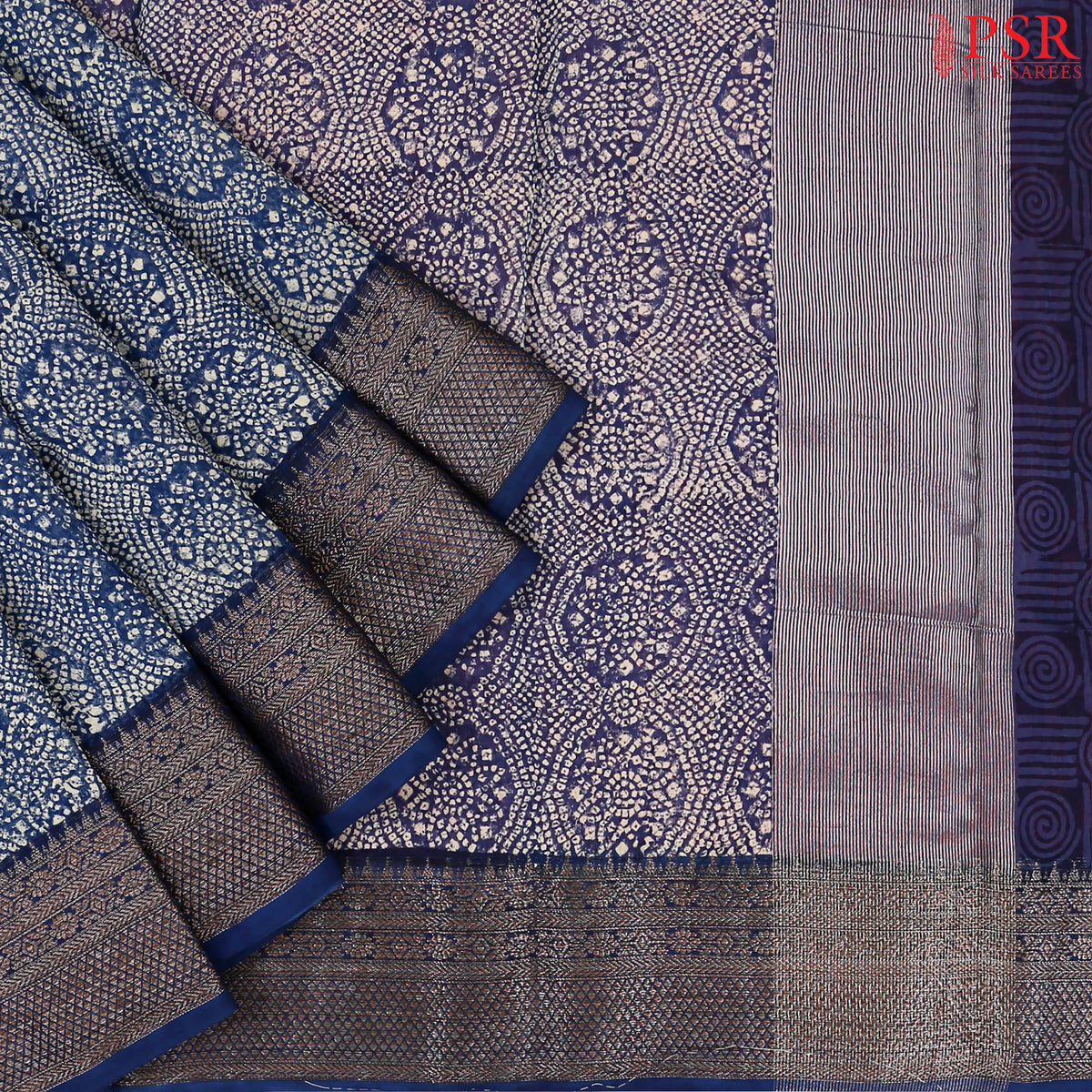 Prussian Blue Chanderi Silk Cotton Saree