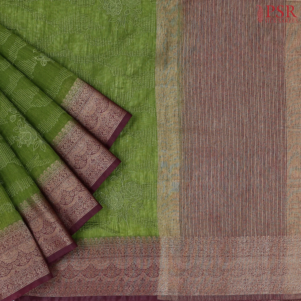 Pickle Green Bamboo Silk Sarees