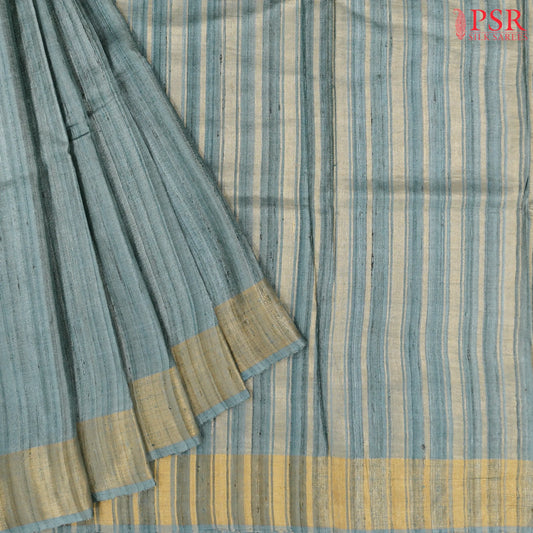 Steel Teal Ghicha Kadhi Tussar Silk Saree