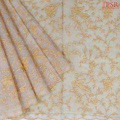 Beige Organza Embroidery Saree