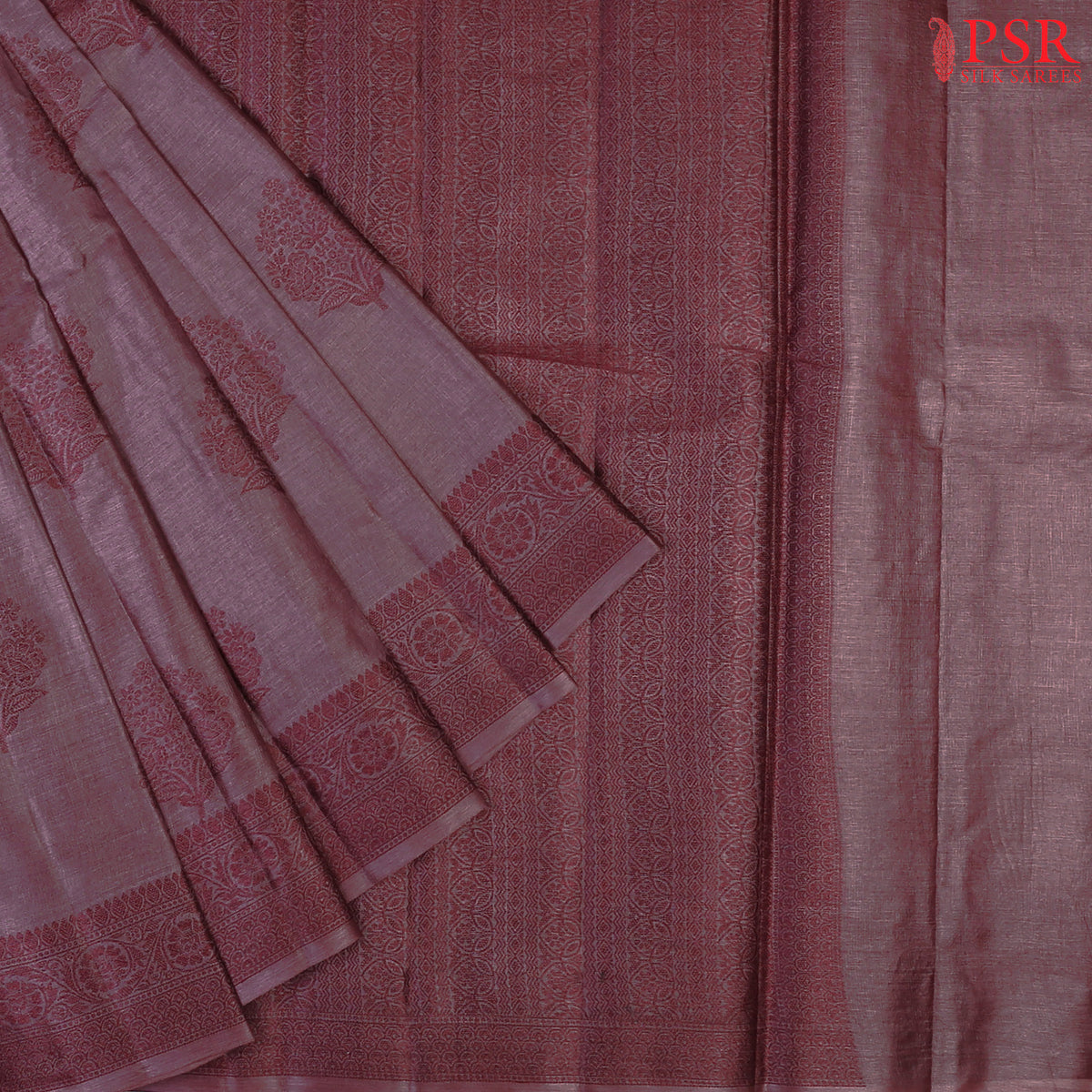 Dark Mauve Lilac Banaras Tussar Silk Saree