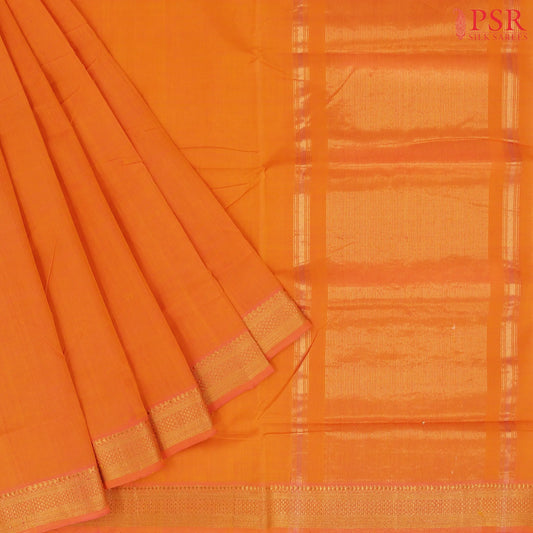 Tangerine Orange Mangalagiri Cotton Saree