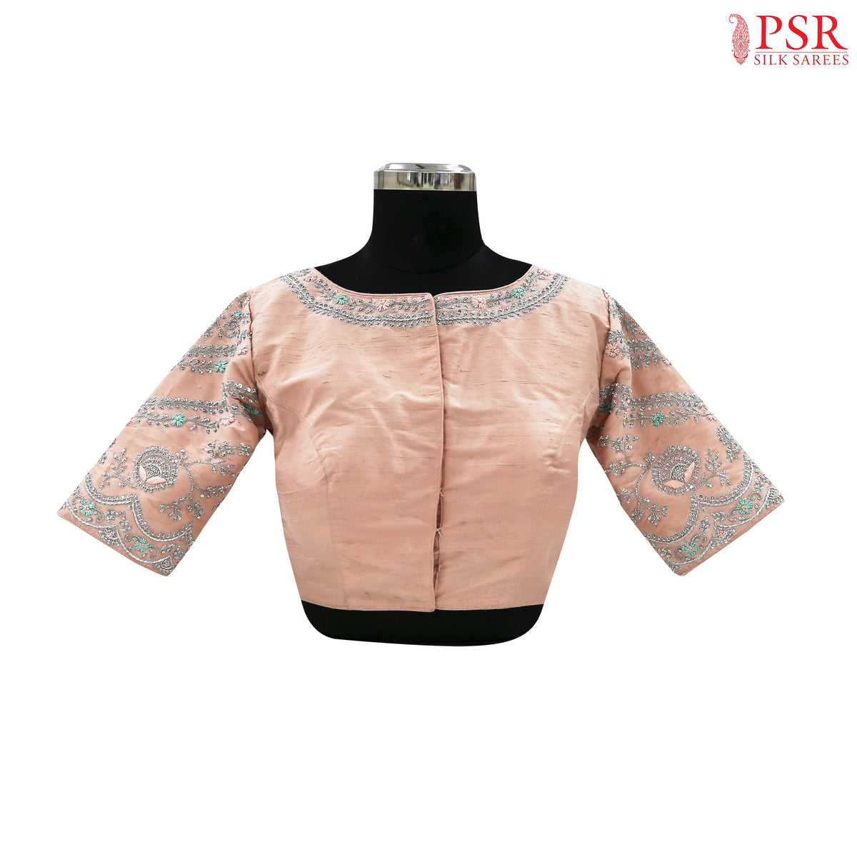 Pastel Peach Dupion Silk Designer Blouse