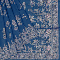 Prussian Blue Semi Banaras Saree