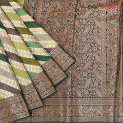 Brown & Green Chanderi Silk Cotton Saree