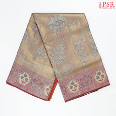 Golden Purple Kanchipuram Jacquard Tissue Silk Saree