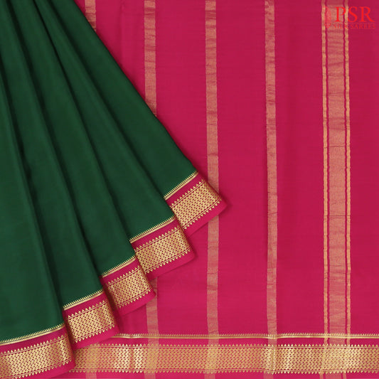 Dark Green Mysore Silk Saree